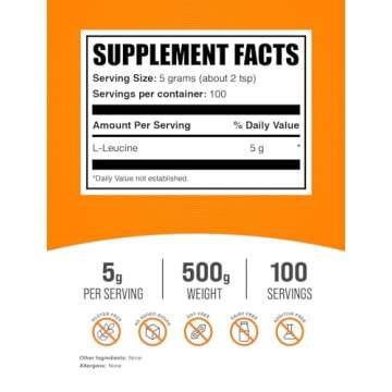 BulkSupplements.com L-Leucine Powder - Leucine Supplements, Leucine Amino Acid - BCAA Supplements, L...