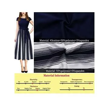 Stylish VFSHOW Navy Blue Striped A-Line Midi Dress