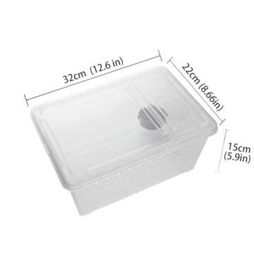 OMEM Portable Reptile Terrarium Habitat for Mini Pet Houses Breathable Holes Stackable Container (L)