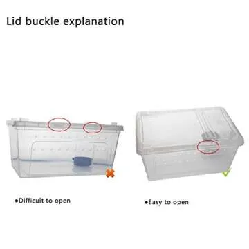 OMEM Portable Reptile Terrarium Habitat for Mini Pet Houses Breathable Holes Stackable Container (L)