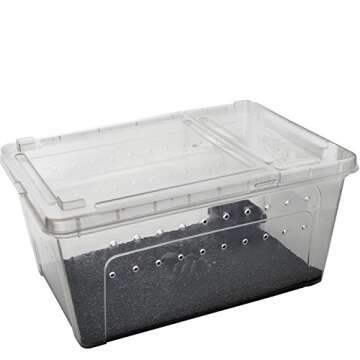 OMEM Portable Reptile Terrarium Habitat for Mini Pet Houses Breathable Holes Stackable Container (L)