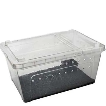 OMEM Portable Reptile Terrarium Habitat for Mini Pet Houses Breathable Holes Stackable Container (L)