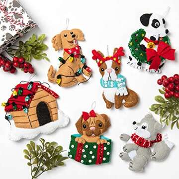 Bucilla Christmas Dogs Felt Ornament Kit for Holiday Fun