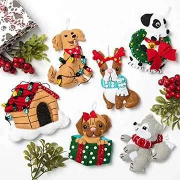 Bucilla Christmas Dogs Felt Ornament Kit for Holiday Fun