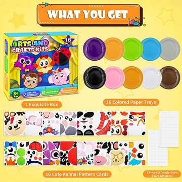 MDCGFOD 16 Pack Arts and Crafts for Kids, Toddler Crafts Animal Paper Plate Art Kit Gift for 3 4 5 6...