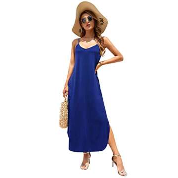 HUSKARY Women's Stylish Summer Maxi Dress with Pockets