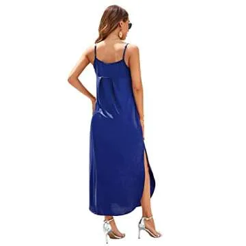 HUSKARY Women's Stylish Summer Maxi Dress with Pockets