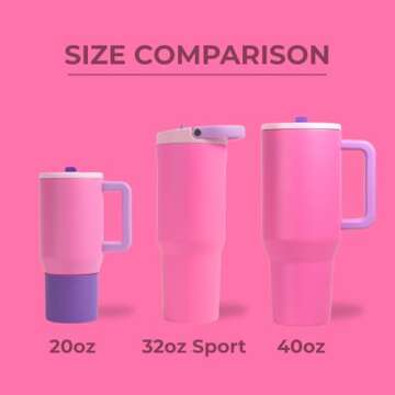 HydroJug Sport - Stainless Steel Tumbler with Straw, Vacuum Insulated, 32oz Leakproof Water Bottle, Ergonomic Design, Reusable, Dishwasher Safe, Rubber Base, Durable for Gym or Outdoors, Pink Sugar