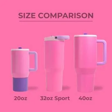 HydroJug Sport - Stainless Steel Tumbler with Straw, Vacuum Insulated, 32oz Leakproof Water Bottle, Ergonomic Design, Reusable, Dishwasher Safe, Rubber Base, Durable for Gym or Outdoors, Pink Sugar