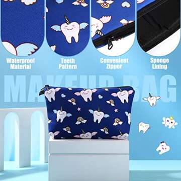 Weewooday 6 Pcs Teeth Makeup Bags Teeth Gift Graduation Teacher Gift Travel Waterproof Cosmetic Pouc...