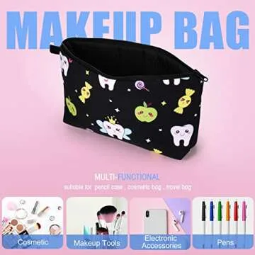 Weewooday 6 Pcs Teeth Makeup Bags Teeth Gift Graduation Teacher Gift Travel Waterproof Cosmetic Pouch Toiletry Bag Accessories Organizer Teachers Day Birthday Present for Women Girls（Cute Pattern）