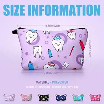 Weewooday 6 Pcs Teeth Makeup Bags Teeth Gift Graduation Teacher Gift Travel Waterproof Cosmetic Pouch Toiletry Bag Accessories Organizer Teachers Day Birthday Present for Women Girls（Cute Pattern）