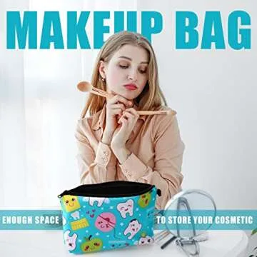 Weewooday 6 Pcs Teeth Makeup Bags Teeth Gift Graduation Teacher Gift Travel Waterproof Cosmetic Pouch Toiletry Bag Accessories Organizer Teachers Day Birthday Present for Women Girls（Cute Pattern）
