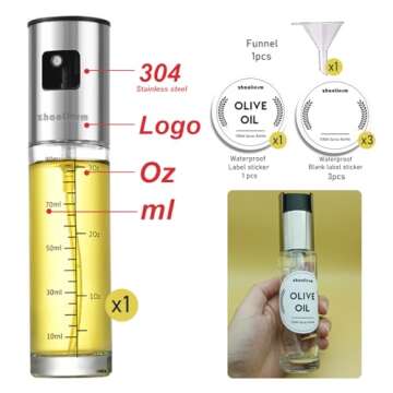 Oil Sprayer for Cooking, Olive Oil Sprayer Mister with Scale, 100ml Olive Oil Spray Bottle, Air Frye...