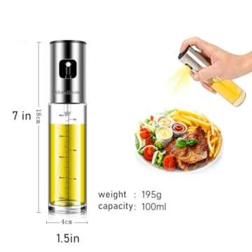 Oil Sprayer for Cooking, Olive Oil Sprayer Mister with Scale, 100ml Olive Oil Spray Bottle, Air Fryer Vegetable Vinegar Oil Portable Mini Kitchen Gadgets for Baking, Salad, Grilling, BBQ, Roasting