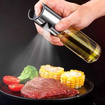 Oil Sprayer for Cooking, Olive Oil Sprayer Mister with Scale, 100ml Olive Oil Spray Bottle, Air Fryer Vegetable Vinegar Oil Portable Mini Kitchen Gadgets for Baking, Salad, Grilling, BBQ, Roasting