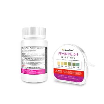 NutraBlast Boric Acid Vaginal Suppositories 600mg (30 Count) Bundle with Feminine pH Test Strips 3.0...