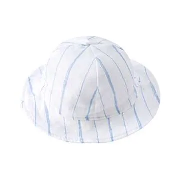pureborn Baby Boy Stripe Sun Hat Wide Brims Bucket Hat Sun Protection with Straps Blue 0-3 Months