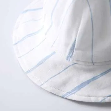 pureborn Baby Boy Stripe Sun Hat Wide Brims Bucket Hat Sun Protection with Straps Blue 0-3 Months