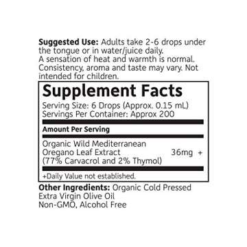 RejuveNaturals Oil of Oregano, USDA Organic - 1 fl oz (30ml Liquid) Wild, Mediterranean Oregano Oil. Concentrated Immune Support Drops. Gluten Free, Vegan & Non-GMO. Min 77% Carvacrol