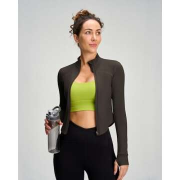 colorskin Women's Lightweight Zip Up Workout Jackets Yoga Cropped Running Gym Track Athletic Jacket ...