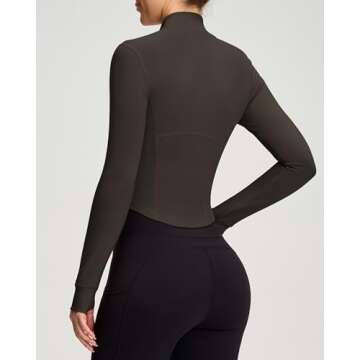 colorskin Women's Lightweight Zip Up Workout Jackets Yoga Cropped Running Gym Track Athletic Jacket with Thumb Holes(Chestnut,X-Small)