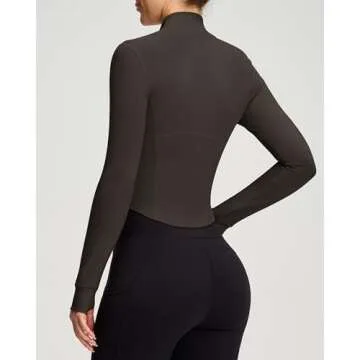 colorskin Women's Lightweight Zip Up Workout Jackets Yoga Cropped Running Gym Track Athletic Jacket with Thumb Holes(Chestnut,X-Small)