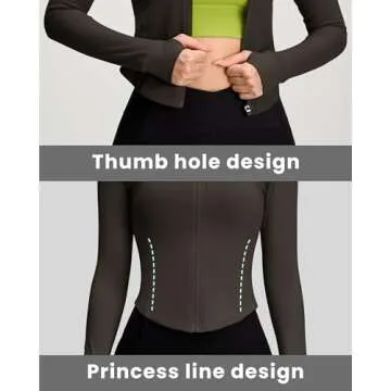 colorskin Women's Lightweight Zip Up Workout Jackets Yoga Cropped Running Gym Track Athletic Jacket with Thumb Holes(Chestnut,X-Small)