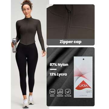 colorskin Women's Lightweight Zip Up Workout Jackets Yoga Cropped Running Gym Track Athletic Jacket with Thumb Holes(Chestnut,X-Small)