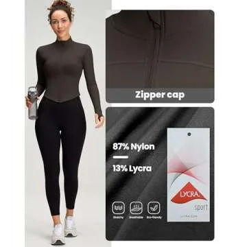 colorskin Women's Lightweight Zip Up Workout Jackets Yoga Cropped Running Gym Track Athletic Jacket with Thumb Holes(Chestnut,X-Small)