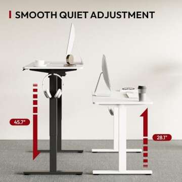 SANODESK Electric Standing Desk 48 x 30 Inches Whole-Piece Desktop Height Adjustable Stand Up Desk w...