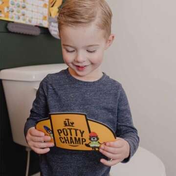 Potty Training Chart with 35 Stickers & Crown for Toddlers