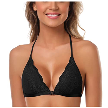 SHEKINI Women's Lace Wireless Front Closure Bra – Comfort Redefined