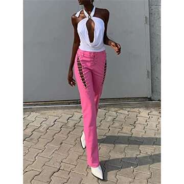 Women Lace Up Faux Leather Pants Sexy High Waist Solid Color Hip Push Up Butt Lift PU Leggings Trousers Streetwear