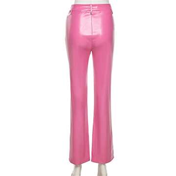 Women Lace Up Faux Leather Pants Sexy High Waist Solid Color Hip Push Up Butt Lift PU Leggings Trousers Streetwear