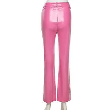 Women Lace Up Faux Leather Pants Sexy High Waist Solid Color Hip Push Up Butt Lift PU Leggings Trousers Streetwear