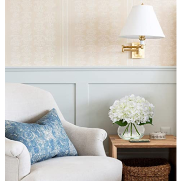 Hollyone Hydrangea Artificial Flowers with Vase White Silk Fake Flowers Arrangements in Glass Vase with Faux Water for Home Bathroom Office Table Centerpiece Shelf Decorations