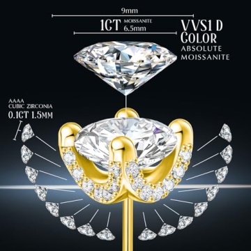 Moissanite Earrings for Women - 2 Carat Gift with Certificate