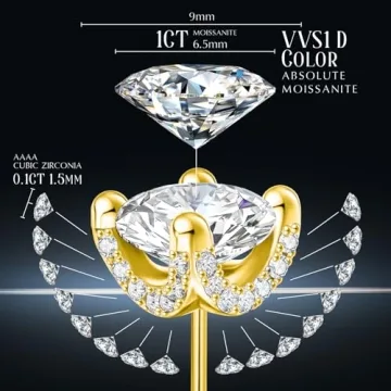 Moissanite Earrings for Women - 2 Carat Gift with Certificate