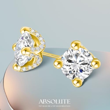 Moissanite Earrings for Women - 2 Carat Gift with Certificate