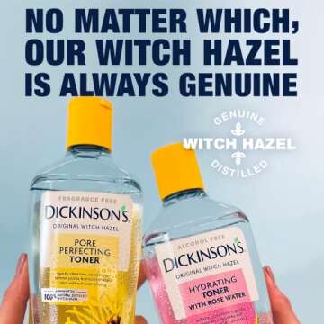 Dickinson's Enhanced Witch Hazel Hydrating Toner With Rosewater, Alcohol Free, 3 count