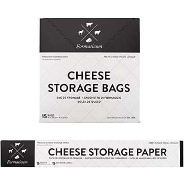 Formaticum Cheese Storage Bags with Storage Paper & Adhesive Labels - Wax Paper Bags & Paper - Chees...