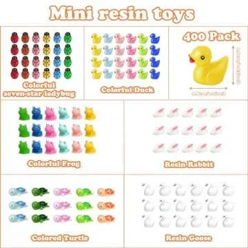 Barydat 400 Pcs Mini Resin Animals Figures Bulk for Crafting, Pranks & Garden Decor