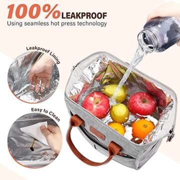 EASYFUN Lunch Bag for Women & Men, Large Insulated Lunch Box Cooler Tote Bags, Adult Reusable Lunch Boxes with Water Resistant for Work, Travel and Picnic (Grey)