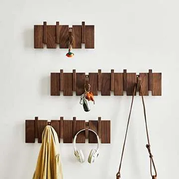 ESDOPA Wooden Coat Hooks Wall Mounted, Modern Design