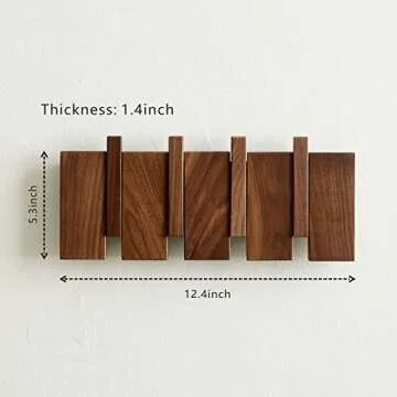 ESDOPA Wooden Coat Hooks Wall Mounted, Modern Design