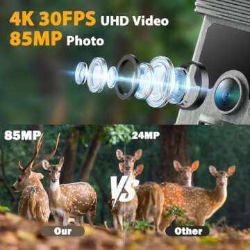 VOOPEAK Solar Trail Camera 4K 30fps - WiFi Bluetooth 46MP,Wildlife Cameras with Night Vision IP66 Wa...