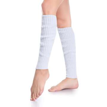 *daisysboutique* Retro Women 80s Adult Ribbed Knitted Leg Warmers Crochet Long Boot Socks for Party ...