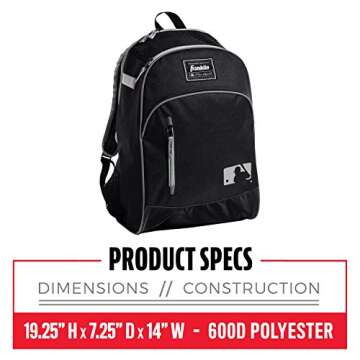 Franklin Sports Kids Baseball Bag - Youth Tball + Baseball Backpack - Boys + Girls Bat Pack - Youth ...