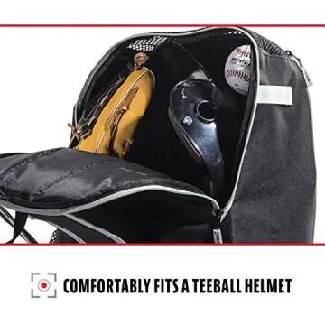 Franklin Sports Kids Baseball Bag - Youth Tball + Baseball Backpack - Boys + Girls Bat Pack - Youth Bat + Equipment Bag - Black/Gray